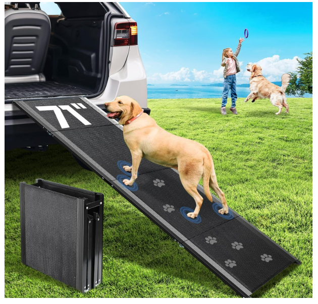 Dog Ramp for Car 71''x 20'', Wider Dog Ramp for Large Dogs with Non-Slip Surface, Outdoor Dog Stairs for Truck SUV Van, Folding Pet Ramp Up to 250LBS, Car Ramp for Dogs to Get on Bed Couch Indoor