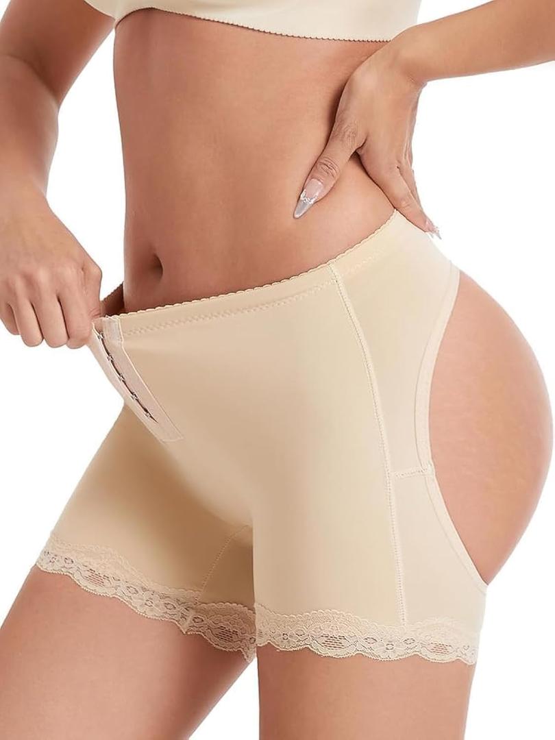 Dulchany Butt Lifting Panties Booty Lifter Underwear for Women Adjustable Hip Enhancer Control Butt Lift Shapewear Shorts Beige (Beige, S)