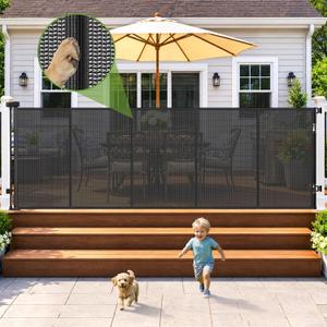 48" Tall x 120" Wide Outdoor Retractable Gate, All-Weather Resistant, Black