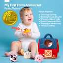 hahaland Baby Toys 6-12 Months - Surprise Barn Stuffed Farm Animals, Rattle, Crinkle, Mirror, Montessori Toys for 6 Month Old Sensory Balls 1-3, Baby Boy Gifts, Farm Plush Toys for Babies Travel Toy, Small