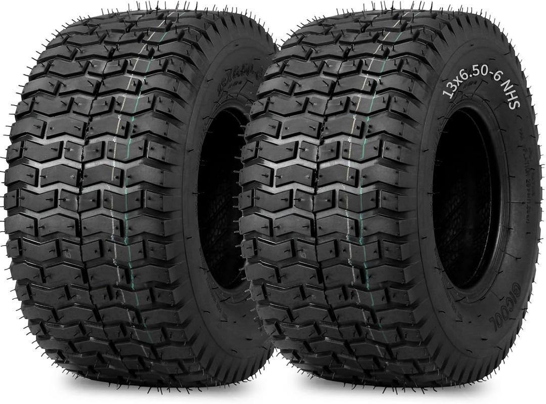 GICOOL (2 Pack) 13x6.50-6 Lawn Mower Tubeless Tire, 13x6.5-6 for Tractor Riding Lawnmowers, 4 Ply, Turf-V Pattern