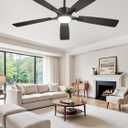 Fanbulous 52 Inch Ceiling Fans with Lights and Remote, Stepless Color Temperature Change & Dimmable 20W LED Ceiling Fan, 6 Speeds Reversible Quiet DC Motor for Bedroom, Living Room, Apartment, Black