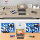 CCCEI Desk Organizer and Storage with Charging Station, Navy Blue Clamp on Table Pegboard, Gaming Standing Office Supplies Shelf Accessorie, Metal Peg Board Privacy Panels, Gifts for Men, 6FT.