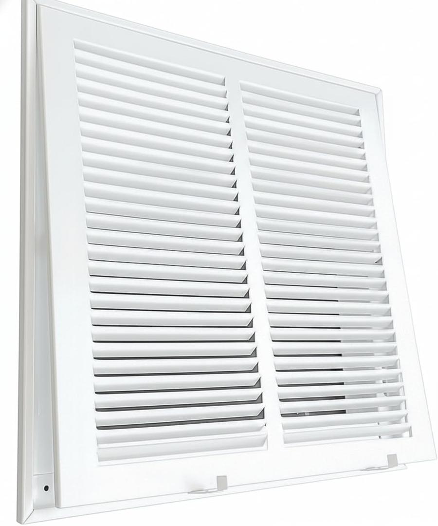 Fits 14x14 Duct Opening | Steel Return Air Filter Grille by Sierra Grates | Vent Cover Grill for Sidewall and Ceiling | White Powder Coated with Frame