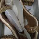 DREAM PAIRS Women's Chunk Low Heel Pump Sandals (6) Gold/Rhinestone