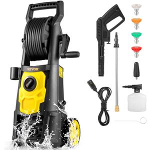 VEVOR Electric Pressure Washer, 2000 PSI, Max 1.65 GPM Power Washer w/ 30 ft Hose & Reel, 5 Quick Connect Nozzles, Foam Cannon, Portable to Clean Patios, Cars, Fences, Driveways, ETL Listed