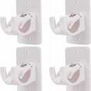 Generic 4PCS White Curtain Rod Brackets, No Drill, Adhesive, Supports 0.6'' to 1.5'' Rod, ABS & Stainless Steel, Wall Mount