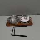 Elevated Cat Bowls, 15 Tilted Raised Cat Food Bowls Wood Pet with Stand Anti Vomiting 2 Stainless Steel for Cats and Puppy