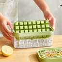 Ice Cube Tray with Lid and Bin, 2 Pack of Ice Trays with 64 Pcs Ice Cube Molds for Freezing(Green)