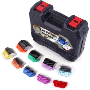 9 Pack Dog Animal Stainless Steel Wide Clipper Attachment Guard Comb Set for A5 Series Clipper | Snap-On/Off Design Combs, Only Fit for 10W/15W/30W Wide Blade