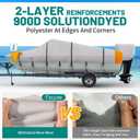 1200D Waterproof Boat Cover Trailerable Marine Grade Polyester Universal Fits V-Hull, Bass, Runabout,Fishing,Ski Boat with Motor Cover,More Straps (Gray, 14' - 16' L, UP to 90" W)