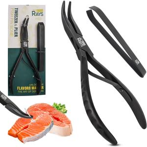 Fish Bone Pliers/Tweezers  Ergonomic Non-Slip Grip, Food-Grade Stainless Steel Deboner | Pin Bone Remover for Salmon, Trout & All Fish