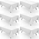 Pureegg Rectangle Table Cloth 60" x 102"  Durable Polyester Tablecloth Offers Reusable & Washable Protection, Ideal for Outdoor Party, Picnic, Wedding, Banquet and Birthday, 6 Pack, White