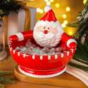 Jingmore Santa Claus Candy Bowl Christmas Ceramic Snack Dish with Santa Hug Design, 6.5 Inch Holiday Dip Bowl for Candy, Nuts, Treats, Table Ornament or Gift