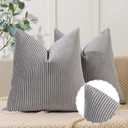 YCOLL Dark Gray Pillow Covers 22x22 Set of 2 Velvet Striped Pattern - Soft Throw Pillows for Home Decor, Luxury Decorative Pillow Covers for Couch, Bed,Living Room