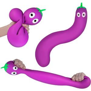 ORB Easy Sqweezy Giant Squishy Stretchy Eggplant Toy - Stretches Up to 6 Feet Long - Huge Eggplant Jumbo Squishies Veggie Stress Toys - Fun Sensory and Giant Squishy Fidget Toy for Kids and Adults