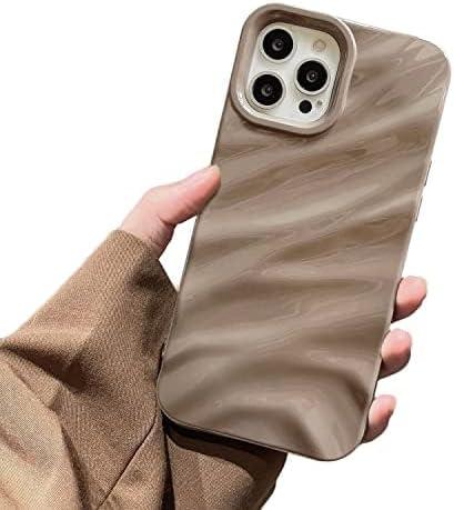 Designed for iPhone 6/6S/7/8 Plus Phone Case for Women, Cute Luxury 3D Wave Shape Water Ripple Pattern Shockproof Compatible with iPhone Case (Brown)