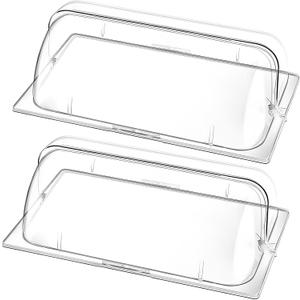 4 Pcs Clear Chafing Dish Covers Full Size Plastic Roll Top Chafing Dish Lid 21 x 13 x 6.7 Inches Food Pan Covers Plate Lid for Hot Buffet Cake Cupcake Dessert Display Bakery Outdoor Restaurant Hotel