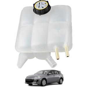 Front Engine Coolant Reservoir Tank with Cap Compatible with 2004-2013 Mazda 3, 2009-2013 Mazda 3 Sport, Coolant Tank Replaces LF5015350 5M5H8K218AA