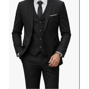 YND Men's 3 Piece Suit Set with Tie, 2 Button Slim Fit Solid Blazer Jacket Vest Pants, Business Wedding Party Suits for Men, 4XL