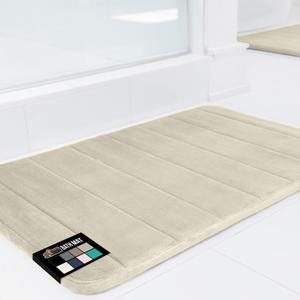 GORILLA GRIP Memory Foam Bath Mat, Soft Absorbent US Designed Bathroom Rug, Gripping Dots Machine Washable Bathmat, Cushioned Floor Mats, Shower Sink Rugs Room Dcor Accessories, 24x17 Champagne