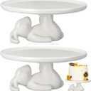 Nuenen Easter Cupcake Stand Bunny Ceramic Dessert Plates 8.3 Inches Bunny Serving Dishes Round Dessert Tray Decorations for Easter Eggs, Cookies and Candy(2 Pcs)