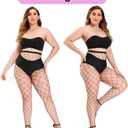 9 x akiido Fishnet Stockings, High Waist Tights for Women, Sparkle Rhinestone Fishnets Party Rhinestone Mesh Stockings Pantyhose (Black)