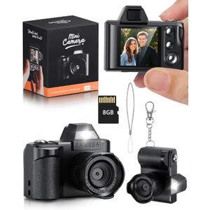 Mini Keychain Digital Camera, 1080P Portable Camera with 4X Zoom, 8GB SD Card & Accessories, Perfect for Kids Teenagers Adult Beginners