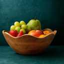 Mother's Day Handmade Large Wooden Bowl Mango Wood Decorative Bowl for Veggies, Fruits Wooden Serving Scalloped Bowl Modern Rustic Home Decorations Home Party Wedding Dcor 12 x 4.5 x 11 Inches