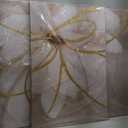 Kureful Large Pictures for Living Room Neutral Wall Art Artwork for Walls Canvas Art Gold Flowers Wall Decor for Girls Women Room Decor 24"x 36"x 3