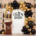 Moukeren 2026 Graduation Decoration Class of 2026 Arch Backdrop Cover 6.6ft Balloon Arch Cover Spandex Backdrop White Congrats Grad Decor for Graduation Season Classes Party Decor(Black,Class of 2026)