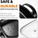 12" Ceramic Nonstick Electric Skillet with Tempered Vented Glass Lid, Scratch-Resistant Surface, Cool-Touch Handles, Removable Easy-to-Clean Design, 1200W, Sleek Black