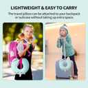 Neck Travel Pillow for Kids, Unicorn Airplane Memory Foam Pillow with Cute Sleep Mask & Earplugs, Lightweight Travelling Sleeping Pillow Set for Car, Train, Bus and Home Use (Blue)