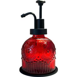 Vintage Soap Dispenser for Bathroom,Glass Kitchen Soap Dispenser with Pump,Farmhouse Antique,Cute Small Rustic Decor (Red)