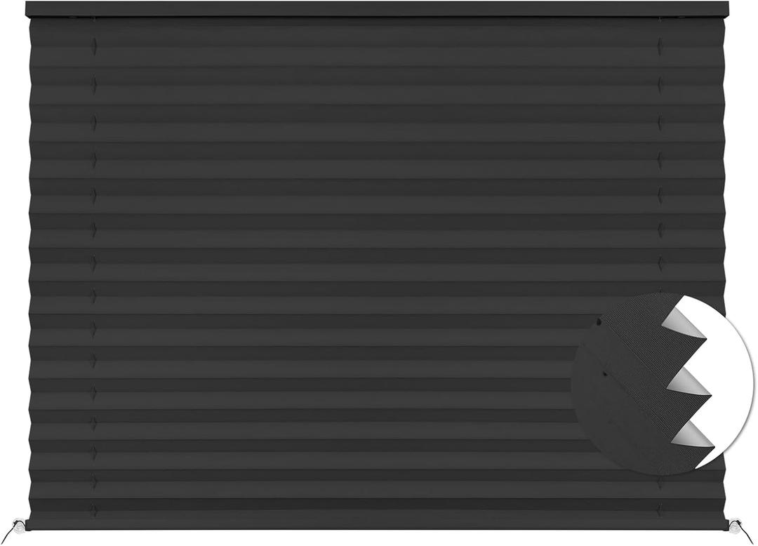 SEEYE RV Blinds, Blackout RV Curtains for Camper Window 17'' W * 24'' L RV Pleated Shades Camper Blinds with Aluminum Foil, RV Accessories Window Coverings for Travel Trailer Window Shade, Black