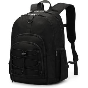 ZORFIN Black Backpack for School, Travel: Bookbag for Girls Boys - Kids Backpack with Multi Compartments
