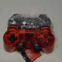 Burcica Wireless Controller for PS-2 Play 2 Double Vibration 2 - Black and ClearRed