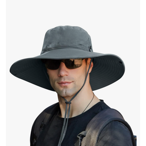 Sun Hat for Men,【UPF50+Waterproof Wide-Brim】 Boonie-Hat Sun-Hat Fishing-Hat for Safari Hiking Beach Garden,58-60cm