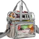 Large Clear Lunch Tote Heavy Duty Stadium Bag Approved Durable Crossbody Makeup Cosmetic Box for Men Women Work (Silver Gray, 12 x 6 x 12)