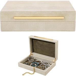 Decorative Boxes with Lids Ivory Shagreen Faux Leather Keepsake Box for Jewelry Organizer Modern Home Decor Decorative Storage Boxes Set of 1 Handcrafted Wood PU Leather and Velvet Lined