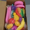 Jovow 102pcs Kids Shopping Cart Trolley Play Set with Pretend Food and Accessories,Perfect for Ages 3+ Pretend Play and Role-Playing Games (Pink)