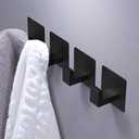 VAEHOLD 4 Pack Adhesive Towel Hooks, Heavy Duty Wall Hooks Aluminum Hooks Stick on Door, Kitchen, Bathroom for Hanging Coat, Hat, Towel, Robe, Clothes (Black)
