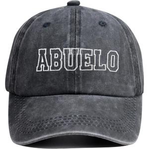 El Mejor Abuelo Del Mundo Hats for Men, Fathers Day Birthday Gifts for Dad Papa, Adjustable Cotton Embroidered World's Best Grandpa Baseball Cap (Gray)
