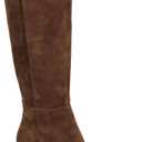 Coutgo Womens Knee High Boots Kitten Low Heel Pointed Toe Tall Boots Side Zipper Winter Dress Shoes (Brown, Size 8.5)