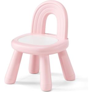 KidBloom Toddler Chair, Sturdy Anti-Tip Kids Chair, Lightweight Small Plastic Child Chair for Toddlers 1-3, Rainbow Backrest Ergonomic Design, Pink