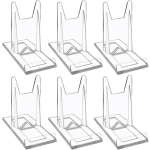 Bonsicoky 6 Pack Adjustable Clear Acrylic Book Display Stands - Mini Easel Holders for Home Office Decor and Festive Displays - Perfect for Home or Office