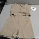 Women 2 Piece Workout Sets Padded Criss Cross Back Crop Tank High Waist Tummy Control Shorts Yoga Outfits (Beige, M)