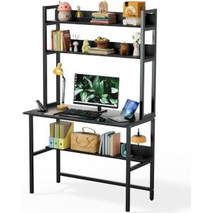 Aquzee 40 Inch Desk with Hutch, Computer Desk with Shelves