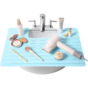 Maplefield Camper RV Sink Cover Silicone Topper - Light Blue, 22 x 2 x 2 in - Heat Resistant to 400F - Foldable Travel Bathroom Counter Space Saver & Makeup Mat