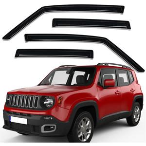 Lightronic Extra Durable Outside-Mount Auto Vent Window Visor, Fits 2015-2022 Jeep Renegade, UV Protection Rain Guard, Original Wind Deflector, No-Drill Easy Install, Dark Smoke, 4-Pcs